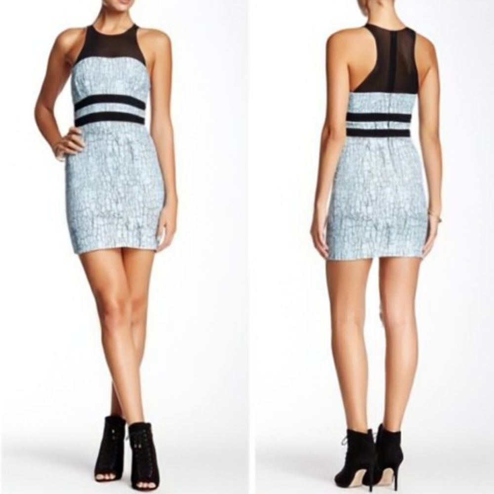 Bec & Bridge Black & Blue Sheath Dress - Size 4 Womens